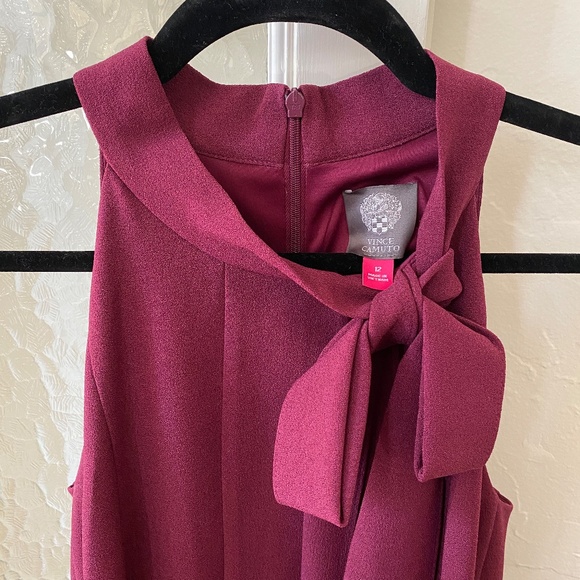 Vince Camuto Women's Bow-Neck Fit & Flare Dress (dark cherry/maroon)(size 12) - Picture 5 of 7
